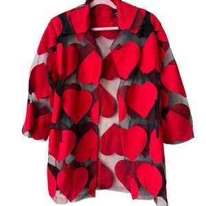 Moschino Couture Red Heart Sheer Tulle Jacket Aeffe Italy Vintage S/M
